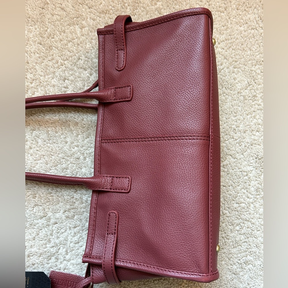 Handmade In India Genuine Leather Crossbody Satchel Bag Maroon OS - Picture 7 of 13